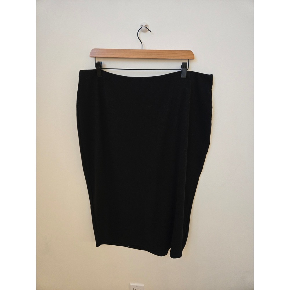 Torrid Black Ribbed Pencil Skirt Size 1X Midi Stretch Pull On